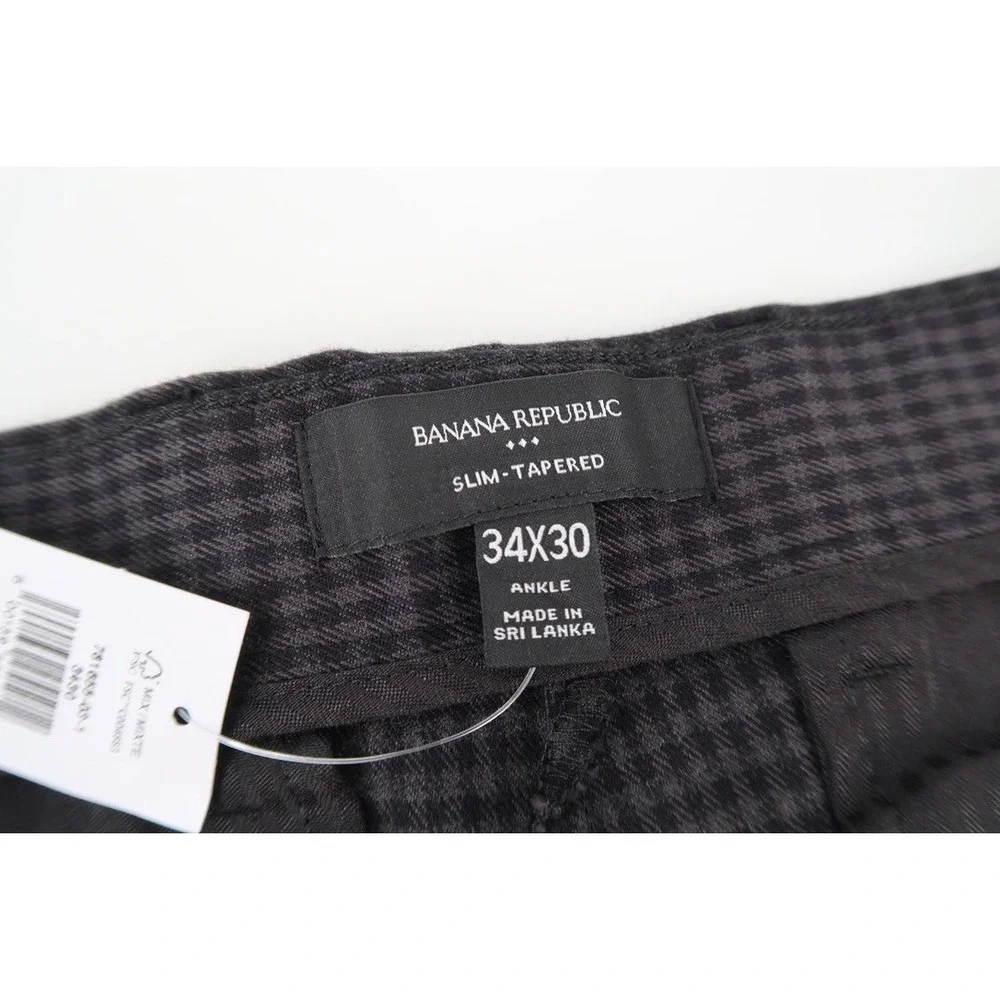 Banana‎ Republic Men's 34x30 Grayson Slim Tapered Fit Ankle Pants Gingham Gray